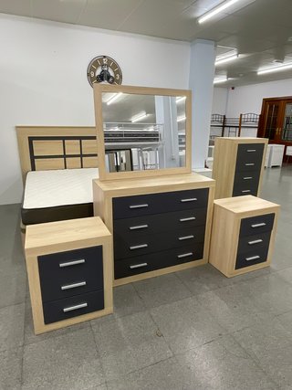 Conjunto dormitorio madera y blanco + Envio Gratis