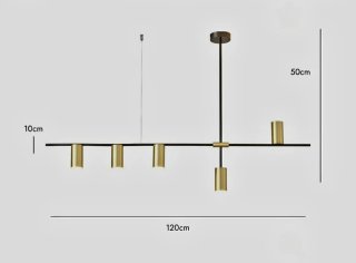 Lámpara de techo comedor latón y negro
