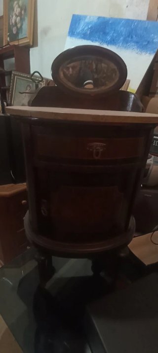 Mueble tocador antiguo madera mármol