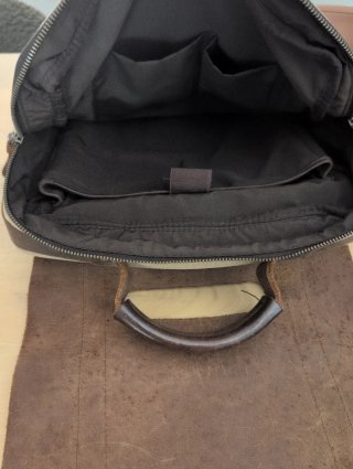 Mochila estilo vintage de lona y cuero marrón