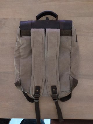 Mochila estilo vintage de lona y cuero marrón