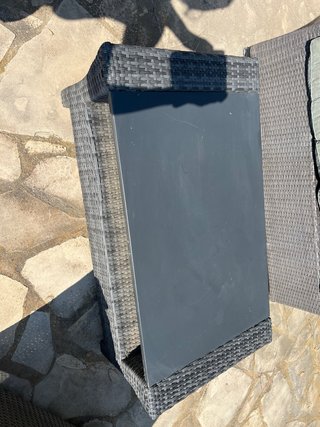Conjunto de salón de mimbre gris