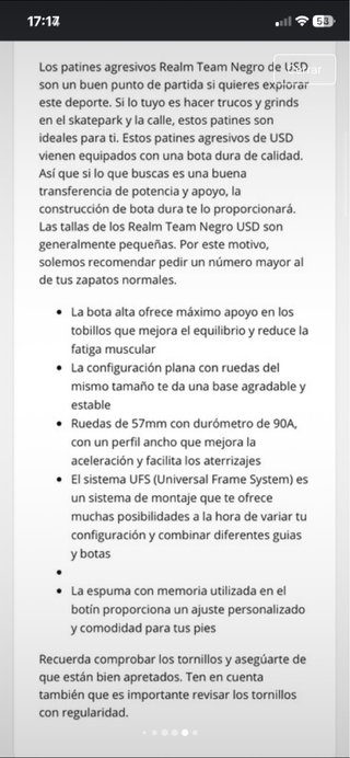 Patines skatepark USD REALM Talla 38