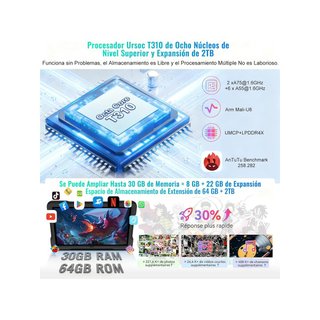 Tablet UJJ 30GB Nero Android 15 10" per Bambini con