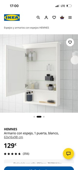Armario baño espejo Ikea Hemnes