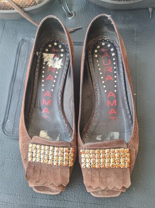 Zapatos Laura Amat ante marrones talla 37