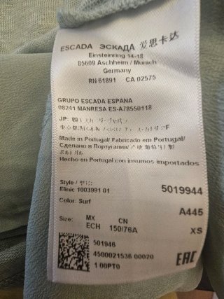 Escada Talla XS/S Lino Seda Verde