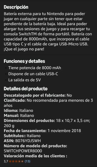 Powerbank Bigben 8000mAh USB tipo-C