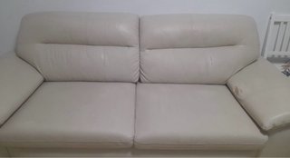 Sofá de piel beige 2 plazas