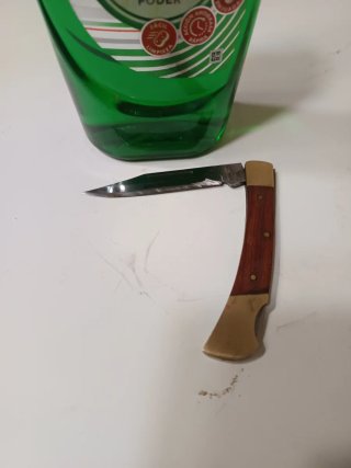 Navaja de bolsillo madera y latón