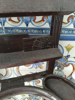 Antiguo mueble lavamanos vintage madera espejo