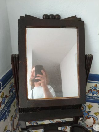 Antiguo mueble lavamanos vintage madera espejo