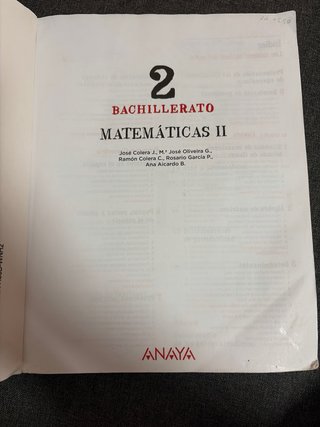 Matemáticas II. 2o de Bachillerato