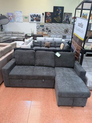 Sofá Cama Chaise Longue Gris