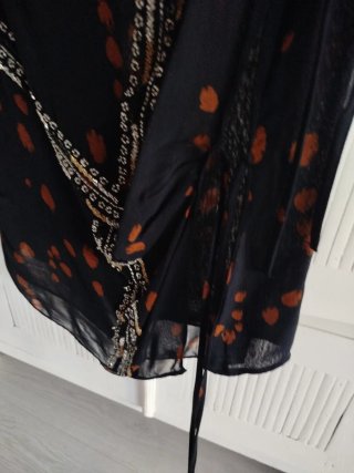 Top Zara Negro Marrón Estampado