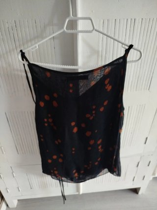 Top Zara Negro Marrón Estampado