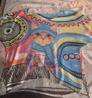Jersey manga corta gato con café