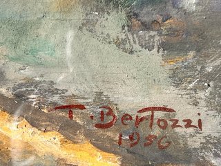Dipinto Olio Tullo Bertozzi Ponte Giallo 1956