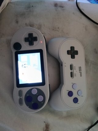 Consola Portátil Gris y Blanca
