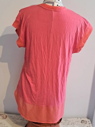 Camiseta manga corta naranja y rosa