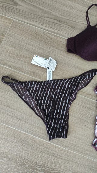 Conjunto lencería morado y negro Talla L