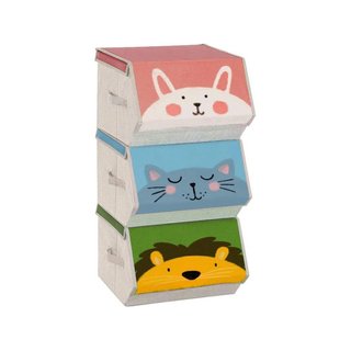 Set di 3 Organizzatori Impilabili per Giocattoli Bambini