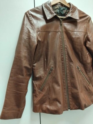 Chaqueta Piel Vintage Marrón Talla M