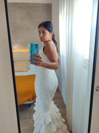 Traje de flamenca blanco volantes
