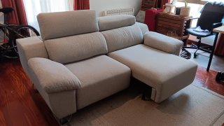 Sofá/chaise longue 2 Plazas Beige Tela