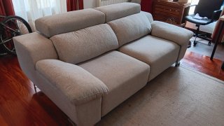Sofá/chaise longue 2 Plazas Beige Tela