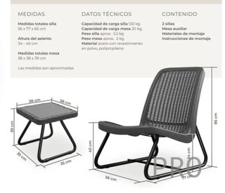 Set di mobili da giardino MODICA per 2 persone, aspetto rattan
