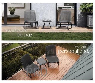 Set di mobili da giardino MODICA per 2 persone, aspetto rattan