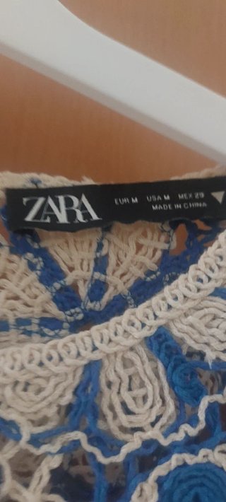Top Zara Crochet Mangas Abullonadas