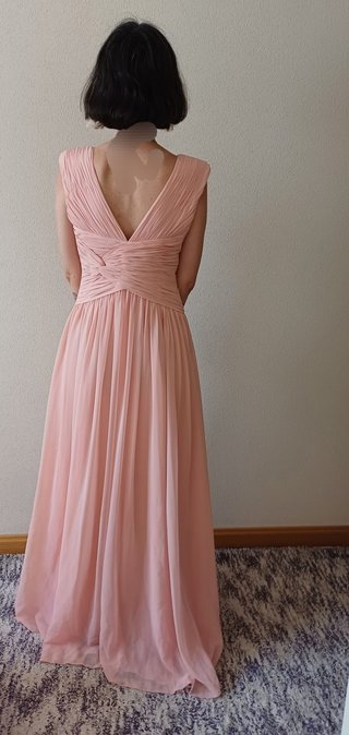 Vestido de fiesta rosa drapeado Usado una vez