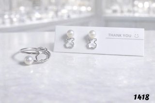 Conjunto Anillo y Pendientes Perla Oso