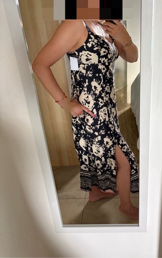 Vestido de viscosa largo con etiqueta