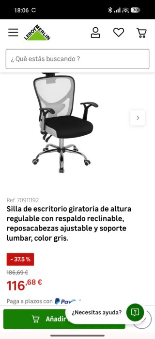 Silla de oficina ergonómica negra