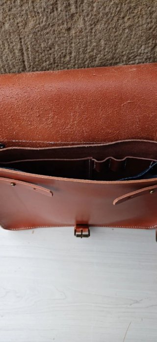 Bolso para ordenador de Cuero Marrón Hecho a Mano