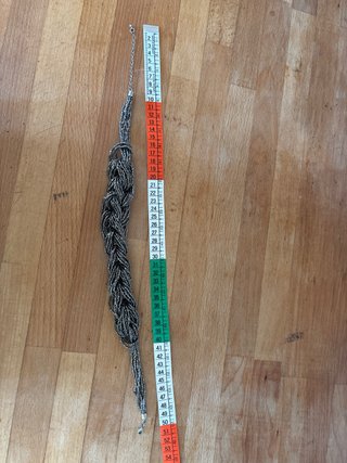 Collana treccia perline grigio argento