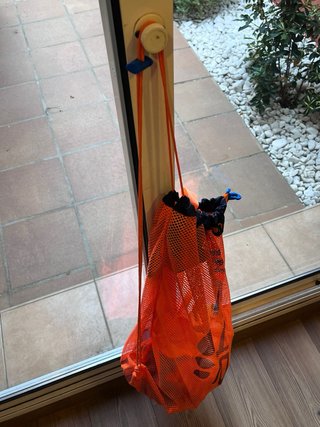 Bolsa de malla para playa y moldes + palas