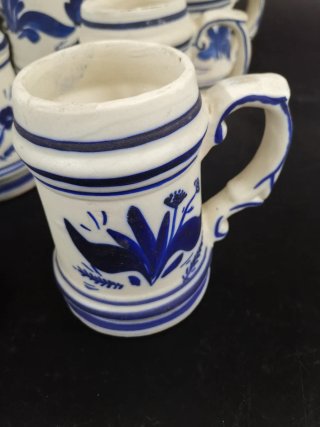 Conjunto de jarra y tazas cerámica Delft Holland
