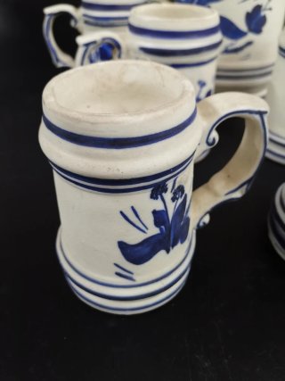 Conjunto de jarra y tazas cerámica Delft Holland