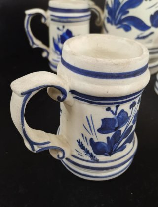Conjunto de jarra y tazas cerámica Delft Holland