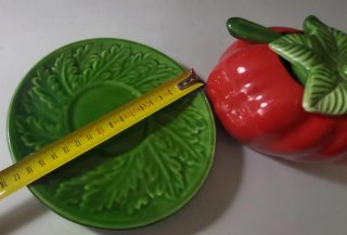 Salsera/Azucarero Cerámica Roja y Verde