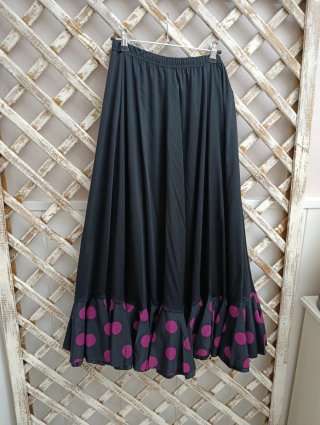 Falda flamenca negra lunares fucsia