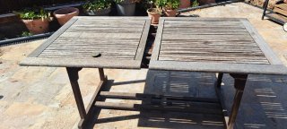 Mesa sillas madera teca  jardín comedor extensib