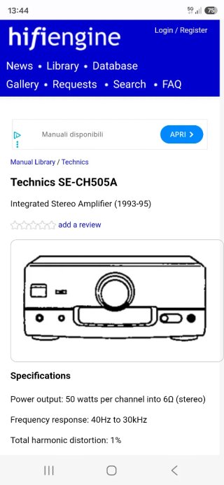 Amplificatore Technics SE-CH505A Nero