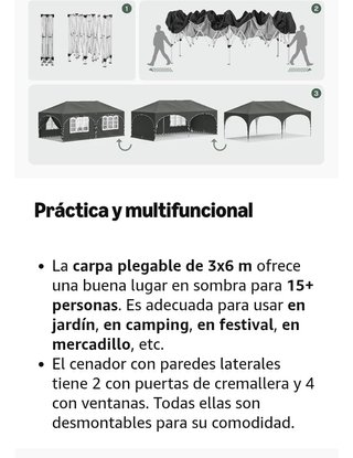 Carpa Plegable 6x3, T. Oxford, Impermeable