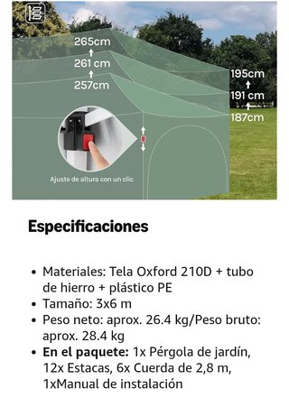 Carpa Plegable 6x3, T. Oxford, Impermeable
