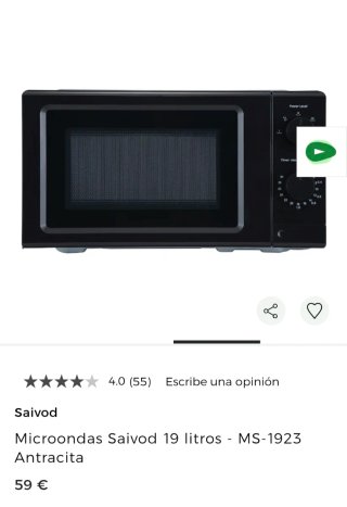 Microondas Saivod 19L MS-1923 Antracita